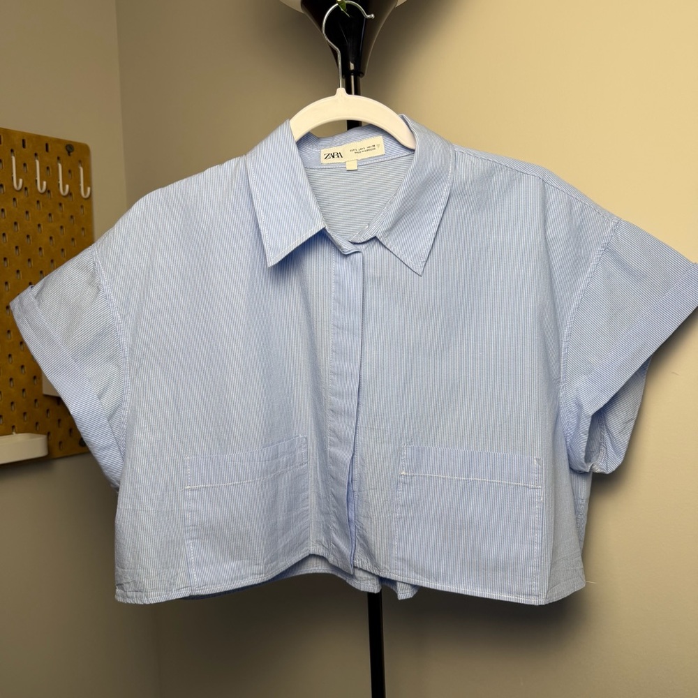 Zara  Sky Blue crop top Shirt